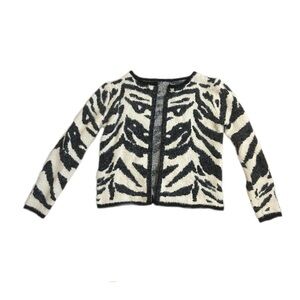 Fur Soft Fluffy Animal Print Zebra Cardigan Sweater